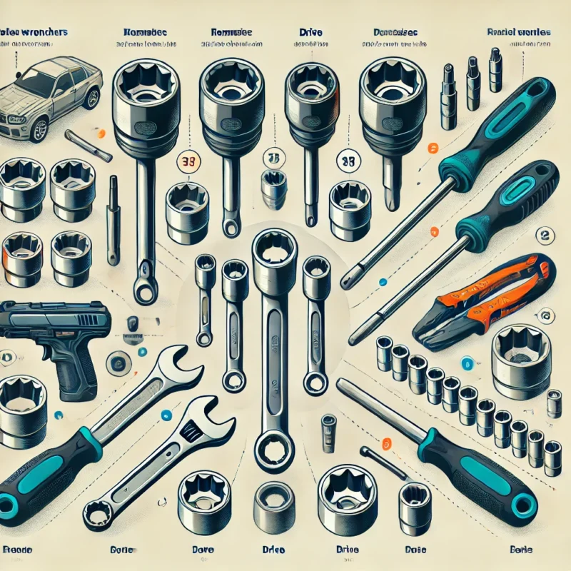 یک اینفوگرافیک که انواع آچار بکس مناسب خودرو را همراه با کاربردهای آن نمایش دهد.