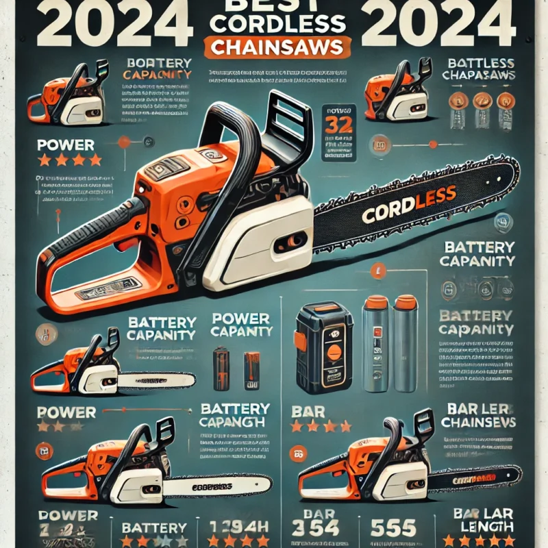 یک اینفوگرافیک که بهترین ارههای زنجیری شارژی را همراه با ویژگیهای آنها نمایش دهد.